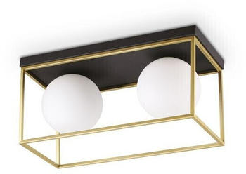 IDEAL LUX LINGOTTO 2-flammig E14 Mattschwarz / Messing satin / Ätzglas