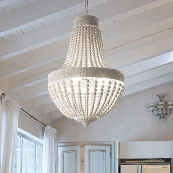 IDEAL LUX Pendelleuchte Monet aus Holz und Metall in Weiß 6x E14 weiß