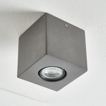 famlights Deckenaufbauleuchte Luis aus Beton in Grau GU10 1 x 6 W grau