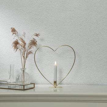 Star Trading LED Tischkerze Flamme Heart in Messing 0,06W gold / messing