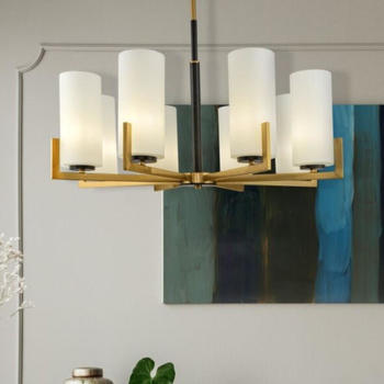 Maytoni Deckenleuchte Fortano in Messing und Weiß E27 8-flammig gold / messing