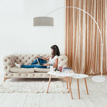 Steinhauer Stehleuchte Sparkled Light in Weiß und Beige E27 500mm weiß