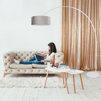 Steinhauer Stehleuchte Sparkled Light in Weiß und Taupe E27 500mm weiß