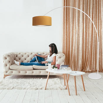 Steinhauer Stehleuchte Sparkled Light in Weiß und Gold E27 500mm weiß