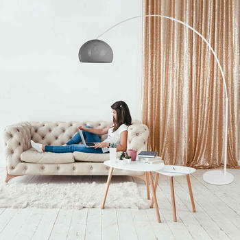 Steinhauer Stehleuchte Sparkled Light in Weiß und Schwarz E27 380mm rund weiß