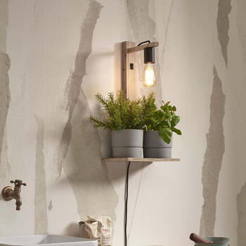 Good&Mojo Wandleuchte Flores in Natur E27 braun