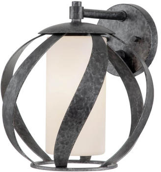 Elstead Lighting Blacksmith Wandleuchte E27 Altschwarz Opal geätzt IP44