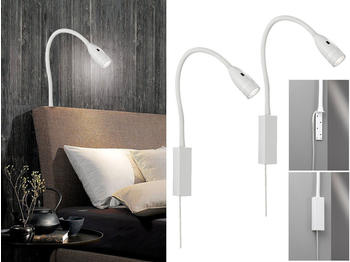 Fischer & Honsel 2er Set dimmbare LED Wand Leseleuchten Bettlampen weiß, Leselampen für Wandmontage Lampen & Bett Kopfteil