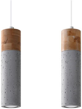 Sollux Grau Naturholz Industrieller Hängelampe Pendelleuchte 2x40W/GU10 IP20