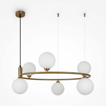 Maytoni Ring Moderne 6-flammige Kugel-Pendel-Deckenleuchte Messing G9