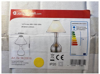 Lindby Tischleuchte mit Touch-Steuerung ELLEN 1xE14/40W/230V