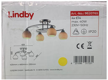 Lindby Hängeleuchte an Stange SVEAN 4xE14/40W/230V