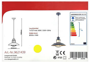Lindby Hängeleuchte an Schnur LOUISANNE 1xE27/60W/230V