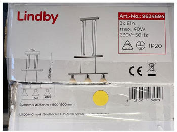 Lindby Hängeleuchte an Schnur DELIRA 3xE14/4W/230V