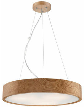 Licht-Erlebnisse Runde Hängelampe TORRI Holz Eiche Glas 3-flmg Ø47cm Moderne Pendelleuchte Küche
