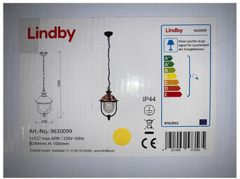 Lindby Outdoor-Hängeleuchte an Kette CLINT 1xE27/60W/230V IP44