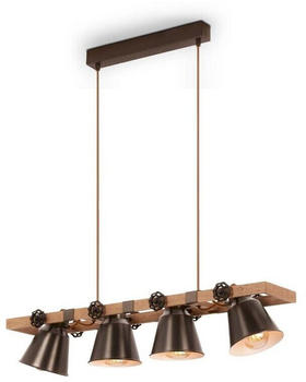Briloner Pendelleuchte, 85 cm, max. 40 W, Grau-Holz