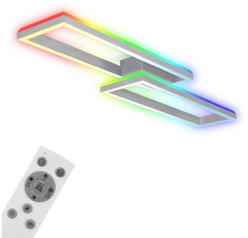 Briloner RGB CCT LED Deckenleuchte, 119,5 cm, LED-Platine, 45 W, 4400 lm, aluminiumfarbig