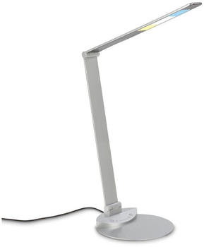 Briloner CCT-LED Schreibtischleuchte, 83 cm, LED-Platine, 12 W, 680 lm, silber