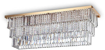 IDEAL LUX Deckenleuchte MARTINEZ, 8-flammig, Länge 103cm, E14, Gold / Kristall