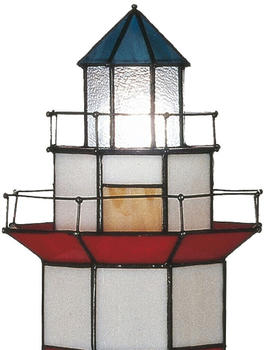 LumiLamp Tiffany Tischlampe Leuchtturm 21*56 cm E14/max 2*25W Rot, Weiß Glasmalerei Sechseckig Tiffany Lampe Nachttischlampe