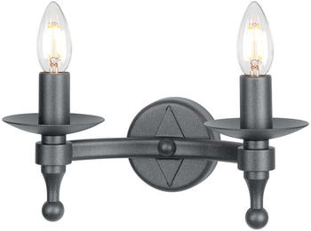 Elstead Lighting Warwick Wandleuchte E14 2-fach Graphit Schwarz, Made in UK