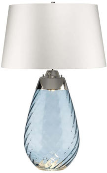 Elstead Lighting Lena Tischleuchte E27 74cm Blau getöntes Glas, Off-White Schirm Grauweiß