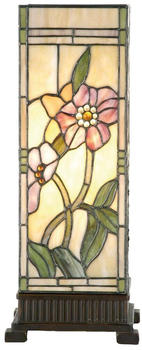 LumiLamp Tiffany Tischlampe 18*18*45 cm E27/max 1*40W Beige, Rosa Glasmalerei Rechteckig Blume Schreibtischlampe Tiffany Tiffany Lampe