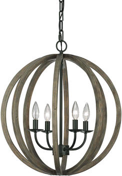 Elstead Lighting Allier Hängeleuchte E14 4-fach Wetter Eichenholz, Antik Schmiedeeisen