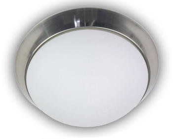 Niermann LED Deckenleuchte rund Opalglas matt Dekorring Nickel matt Ø25cm LED Küchenlampe