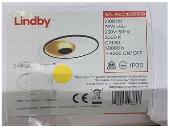 Lindby Dimmbare LED-Deckenleuchte FEIVAL LED/36W/230V