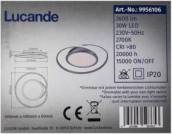 Lucande Dimmbare LED-Deckenleuchte NOUD LED/30W/230V