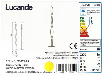 Lucande Dimmbare LED-Stehleuchte MAIRA LED/32W/230V