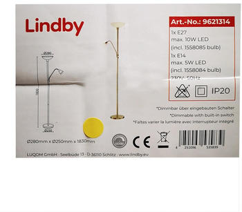 Lindby Stehleuchte JOST 1xE27/10W/230V + 1xE14/5W