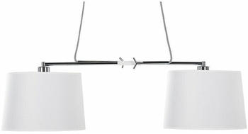 Beliani Pendelleuchte Hängeleuchte weiß / silber 2-flammig Trommelform FUCINO