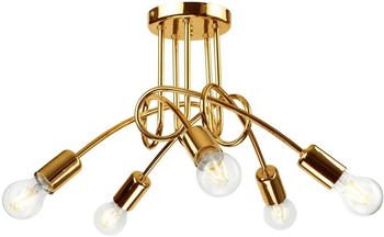 Bioledex schwungvolle Deckenleuchte 5x E27 gold Metall