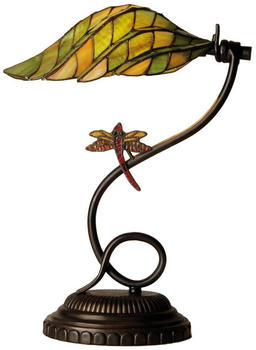 LumiLamp Tiffany Tischlampe Ø 34x45 cm Grün Braun Glas