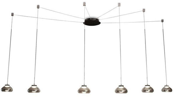 Fabas Luce LED Pendelleuchte Arabella 6x8W 4320lm in Grau und Schwarz grau