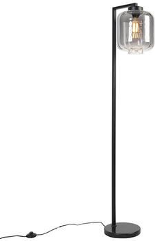 QAZQA Design Stehleuchte schwarz mit Rauchglas Qara