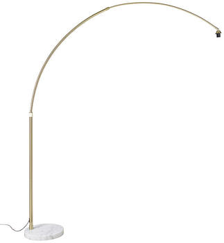 QAZQA Bogenlampe Messing mit weißem Marmorsockel verstellbar XXL