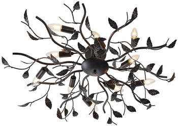 Lindby Deckenlampe Yos in Blattoptik, 10-flammig, schwarz
