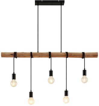 Lindby Rom Hängeleuchte mit Holzbalken, 5-fl.