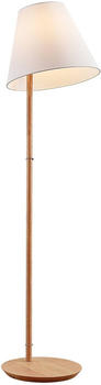 Lucande Jinda Stehlampe, Holzgestell, Stoff weiß