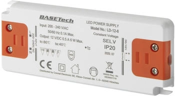 BASEtech LD-12-6 LED-Trafo Konstantspannung 6 W 0.5 A M&ouml;belzulassung, ... [ : ]