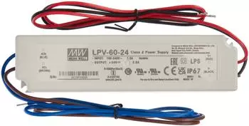 Mean Well LED-Trafo Konstantspannung 60W 24V/DC nicht dimmbar, &Uuml;berlastschutz (LPV-60-24)