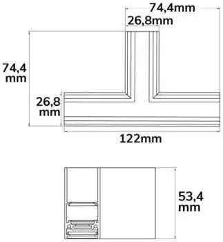 ISOLED Track48 T-Schiene horizontal Aufbau, schwarz, nicht stromf&uuml;hrend (116729)