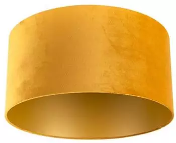 QAZQA Lampenschirm Zylinder Samt, gelb, goldene Innenseite 50/50/25 (97506)