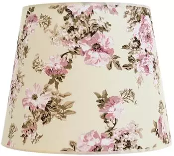 Licht-Erlebnisse Stoff Lampenschirm Stehlampe Konisch Blumen Ecru/Rosa (DO1/9/0030)