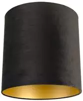 Qazqa Modern Lampenschirm - Cilinder Velours - Schwarz Gold, supports-e27,...