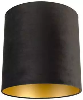 QAZQA Lampenschirm Zylinder Samt Schwarz/Gold 40/40/40 (97494)